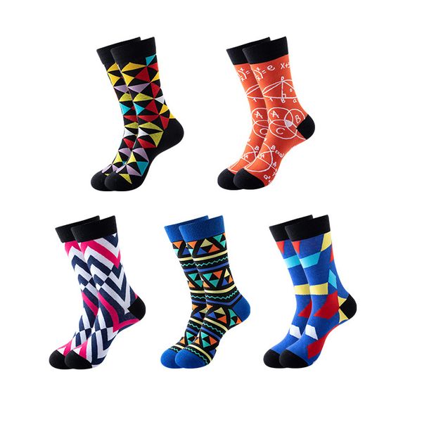 Creative Fun Trendy Mid-Calf Cotton Socks for Men and Women - 5 Pairs