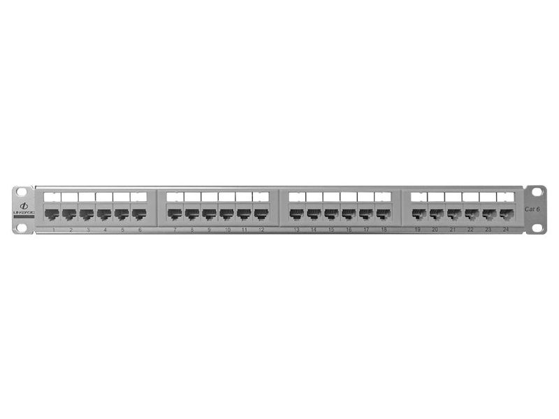 24 Port Cat6 Silver Rack Mount Patch Panel