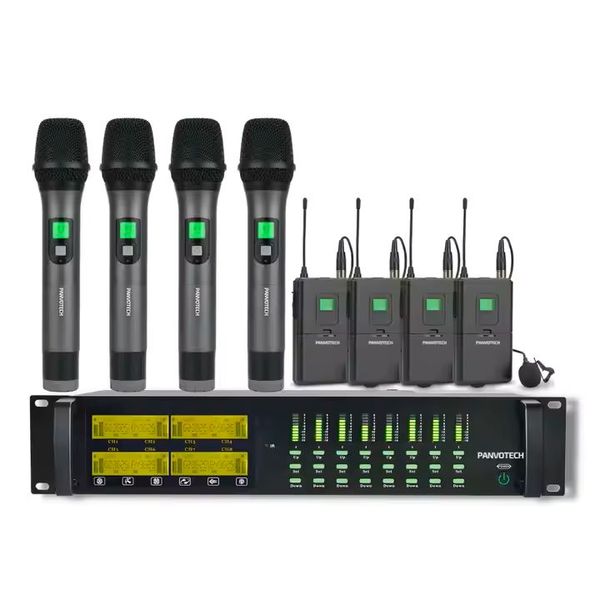 Professional UHF 8 Channel Handheld and Lapel Wireless Microphone System