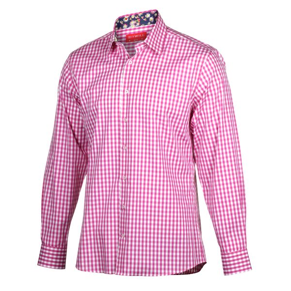 Twill Executive Mens Slim Fit Long Sleeve Shirt – Lilac Small Check