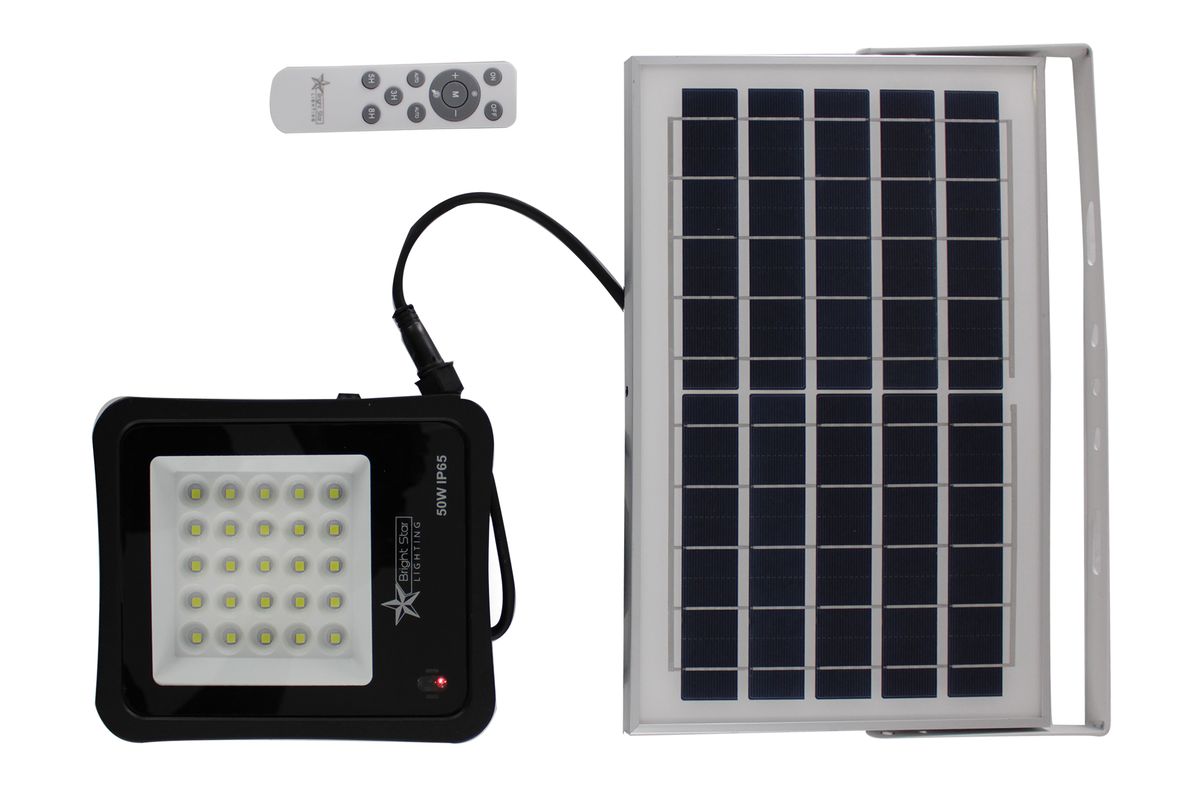 50 Watt LED Solar Flood Light with Extension Solar Panel & Remote ...