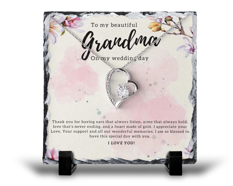 To My Beautiful Grandma On My Wedding Day For Her v2 Gift Rock Slate