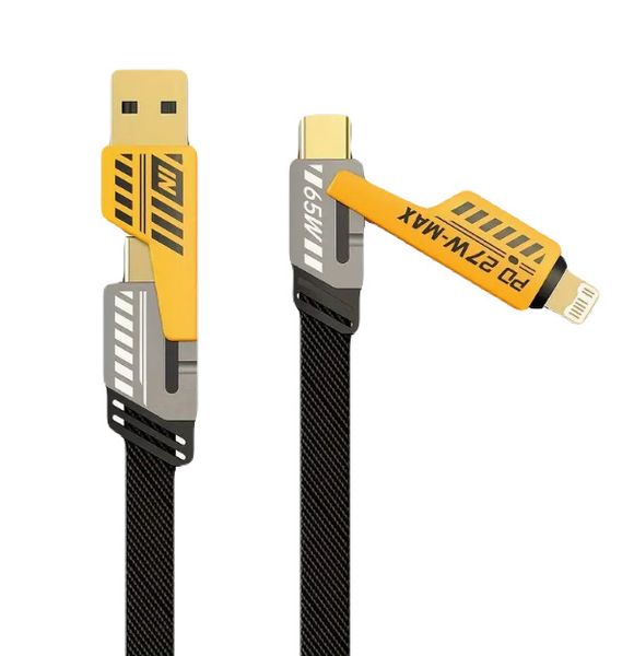 4-In-1 Premium Fast Charging Cable, Dual Type-C &amp; Usb Lighting Connectors