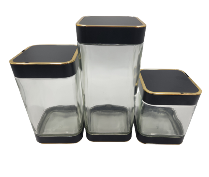 Black Square Canisters - 3 Piece