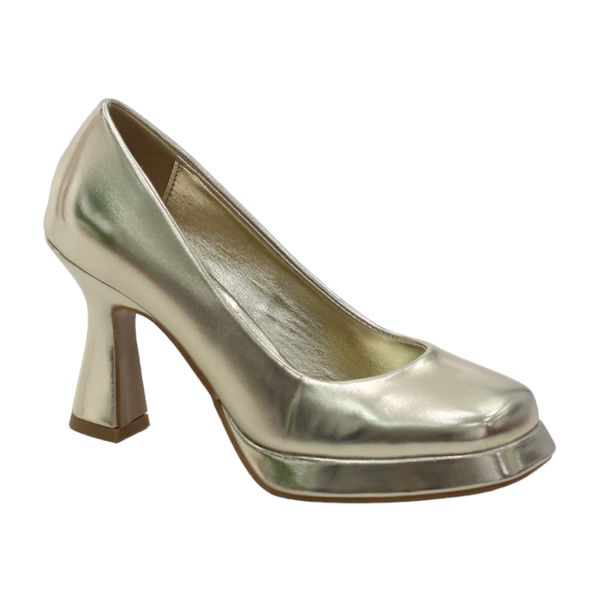 LaMara Paris Concorde 9 cm Heel Platform Court Shoe Silver