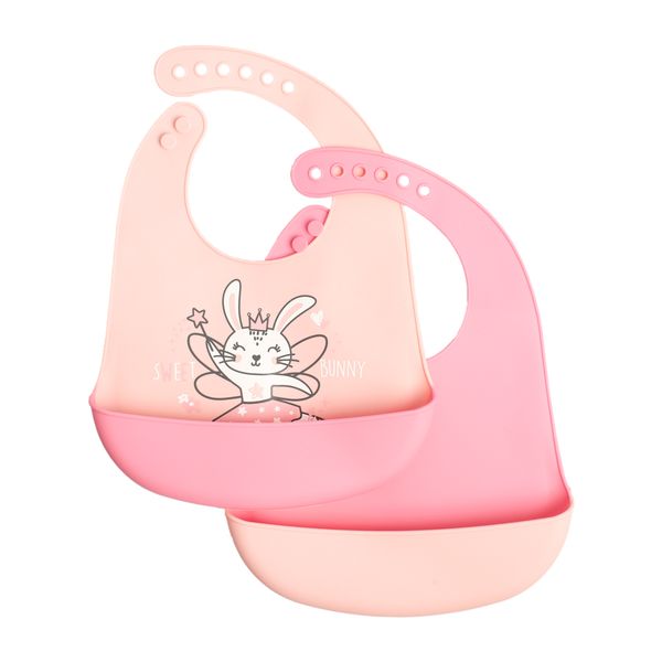 Fairy Bunny Silicone Bib - 2 Pack