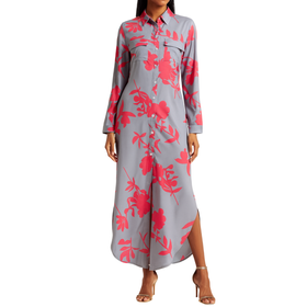 blue multi maxi dress Navy Geometric Circles Upf50+ Keyhole Halter Maxi Dress - Navy Multicolor - Size L