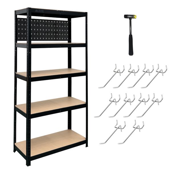 Anchor Racking 5 Tier Shelving 180x120x60cm 200Kg Shelf Pegboard &amp; Hammer