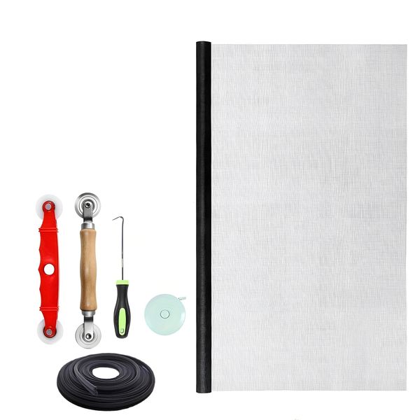 6 in 1 48" x 198" Fiberglass Insect Screen Mesh for Doors and Windows Black