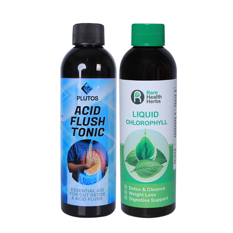 Plutos Acid Flush Tonic and Rare Health Herbs Liquid Chlorophyll Tonic Image