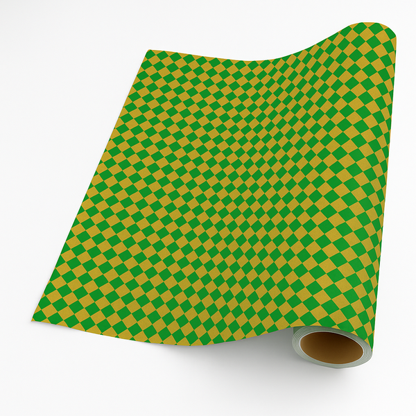 Gold &amp; Green Checkerboard Giftwrap - 5 m Roll | Made in South Africa