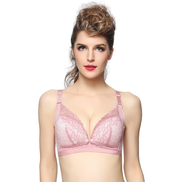 Unicoo Comfort Lace Middle Open Nursing Bra - Coral - B Cup