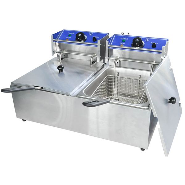 DH - 6L + 6L Double Pan Deep Fryer with Dry Boil &amp; Overheat Protect
