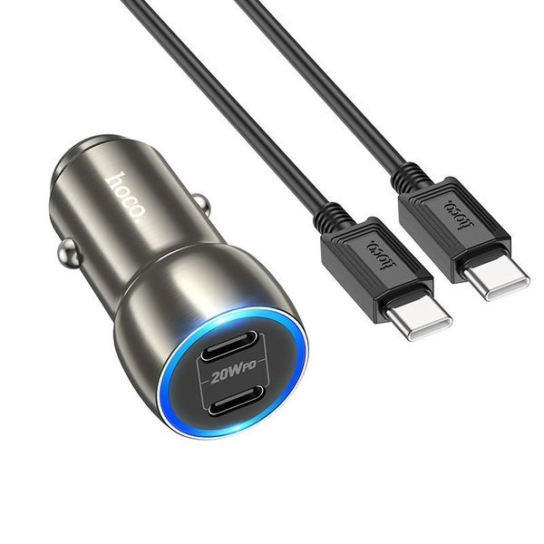 HOCO-(Z48)-Fast Car Charger 40Watt 2 Type C With C to C 1 Meter Cable