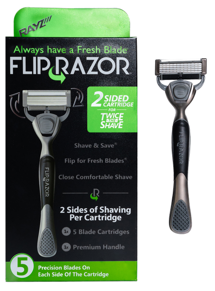 Flip Razor Men's 5-Blade Razor - 2-Sided Cartridge for Double the Shaves