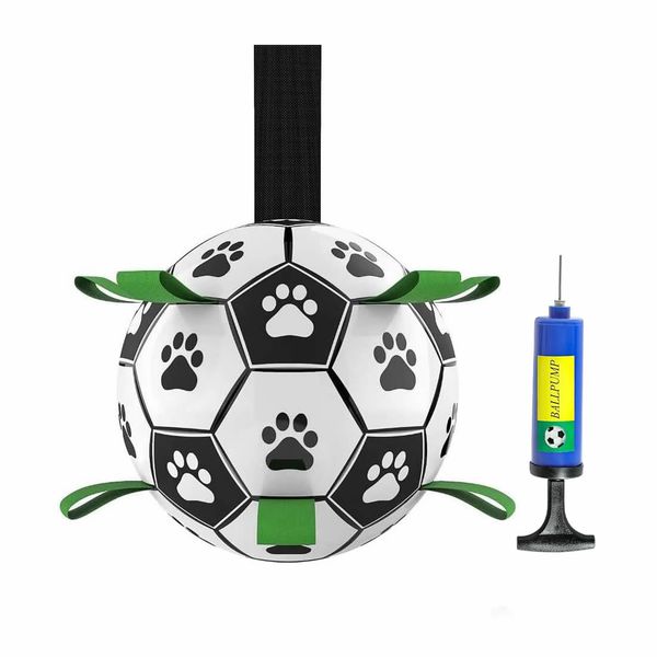 Dog Toys, Soccer Ball with Straps, World Cup Interactive Toys (8 Inch)