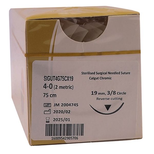 Suture Trugut Chromic 4/0 19cmm Rc 75cm 12's