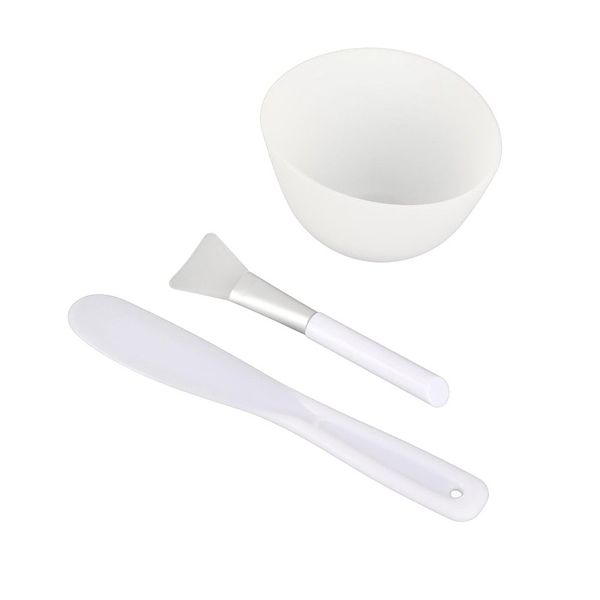 3 Piece DIY Silicone Facial Mask Mixing Bowl Set - White