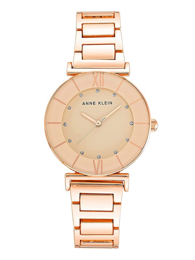 Anne Klein Women's Glitter Accented Mesh Bracelet Watch Rose Gold