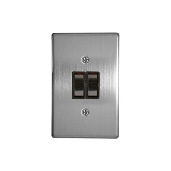 ACDC - 2-Lever 1-Way Switch 2x4 C/W Silver Steel Cover Plate