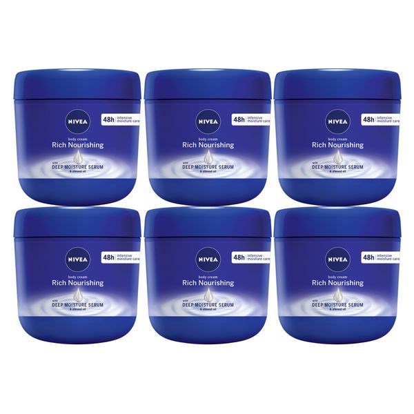 NIVEA Rich Nourishing Body Cream with Deep Moisture Serum, 6x400ml