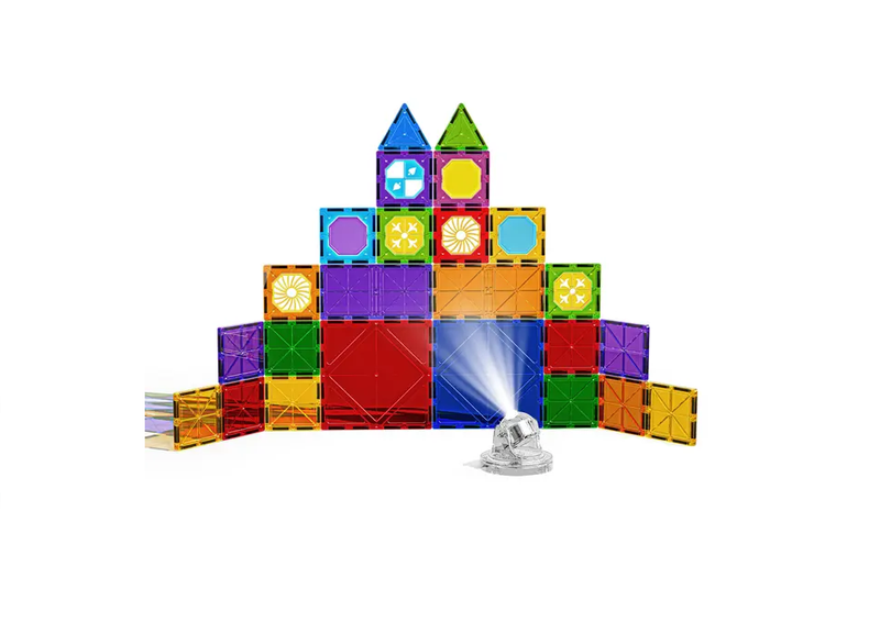 HEMCO Magnetic Tiles Castle with Rotating Spotlight Blocks - 43 Piece - S-C013