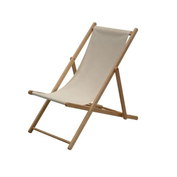 Foldable Beach Chair Wood Frame and Beige Fabric Buy Online in
