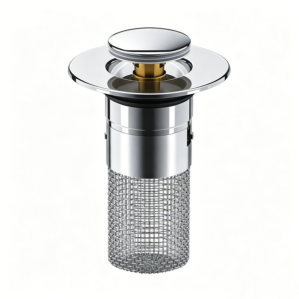 Universal Basin Pop-Up Drain Filter - Brass Core, Stainless Steel Mesh