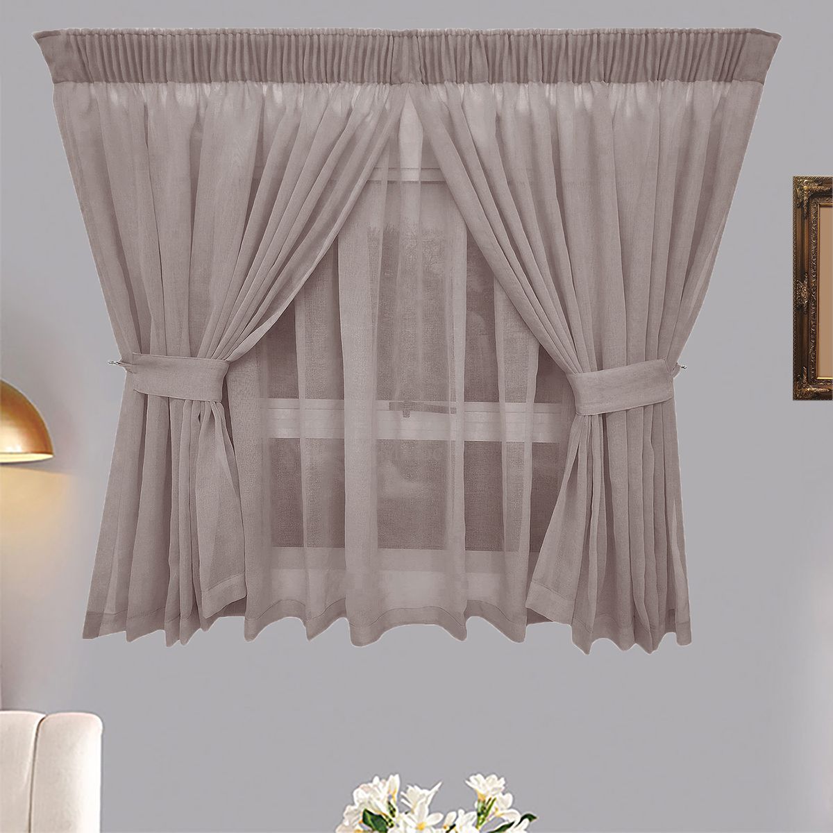 Matoc Designs Café Curtain - Double Layer - Mystic Voile - Cinnamon ...