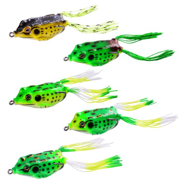 5Set Topwater Frog Lure 360 Rotating Feet with Double Hooks