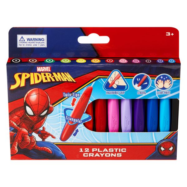 Spider-Man Plastic Crayons - Set of 12