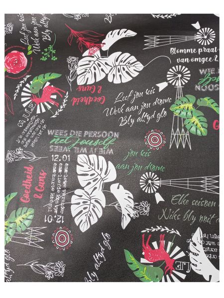 Black Vinyl Tablecloth Windmills/Afrikaans Writing - 8-10 Seater - 137x320cm