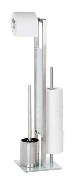 Wenko - Freestanding Toilet Brush, Toilet Paper Holder Combo - Rivalto Sil