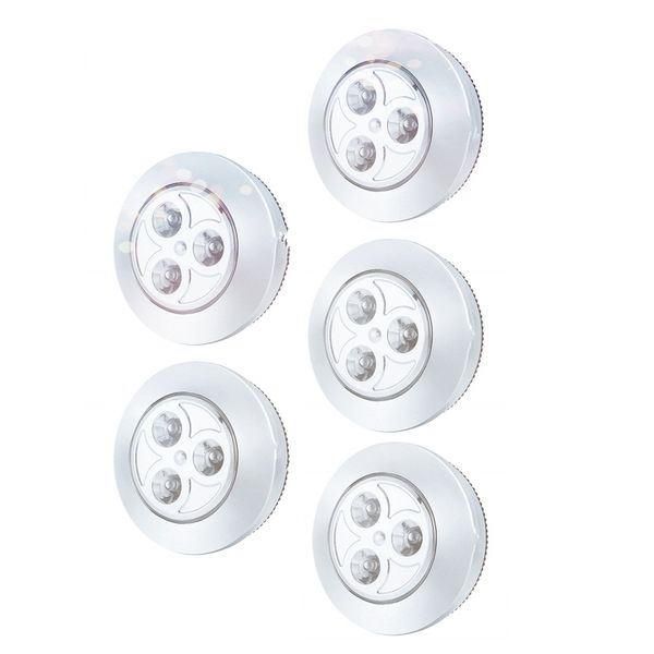 5 Pack Led Press Lamp For Hallway Kitchen Bedroom Cabinets Silver