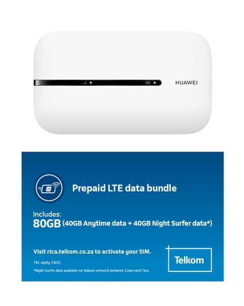 Telkom LTE Prepaid BUNDLE 40GB + 40GB SIM and Huawei MIFI E5576