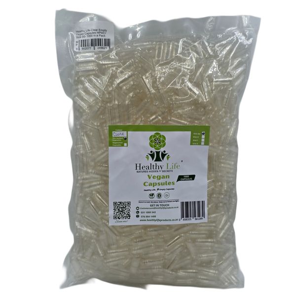 Healthy Life-Clear Empty Vegan Capsules HPMC/ Size 00- 1000 in a Pack