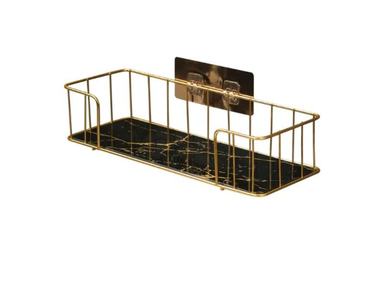 Glass &amp; Steel Bathroom Vanity Storage Rack