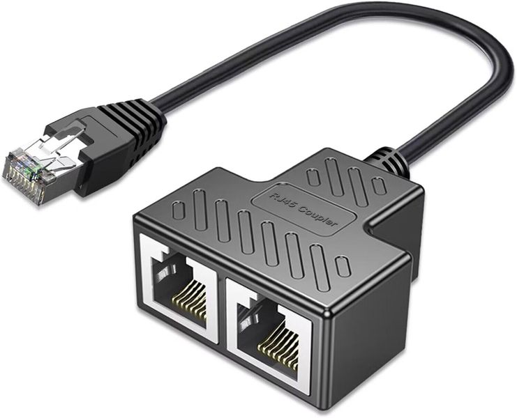 1-To-2 LAN Network Cable Splitter - Dual Port RJ45 Adapter AN