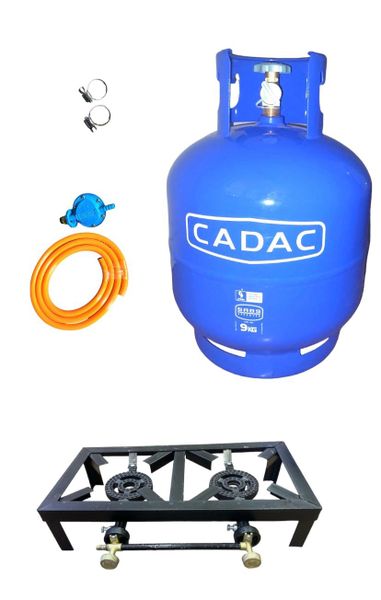 2 Plate Gas Burner with Hose , Regulator Set and Cadac Gas Cylinder 9Kg