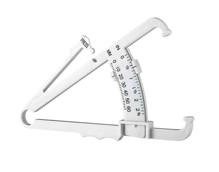 Body Fat Caliper, With Body Fat Percentage Measure Chart - White
