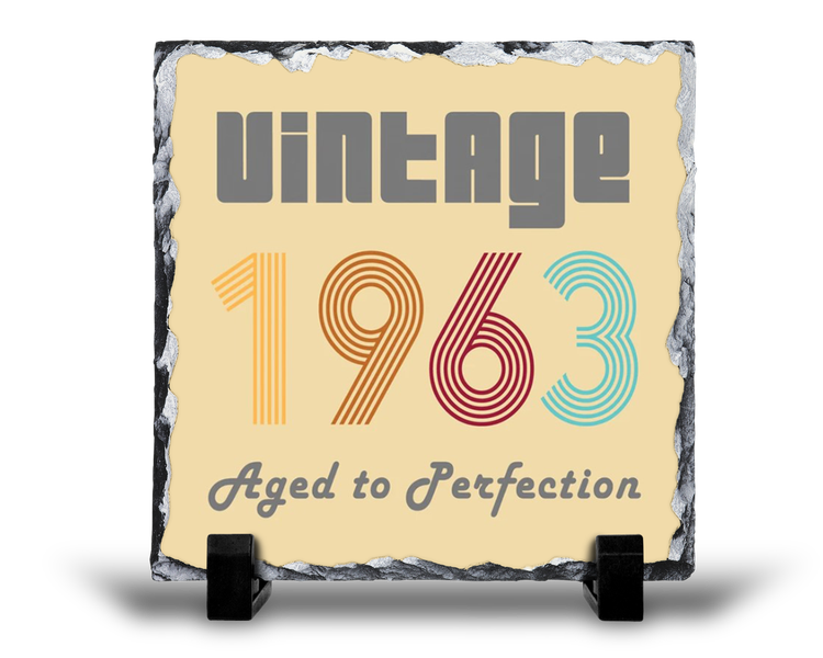 Vintage 1963 Aged To Perfection 60th Birthday For Her Gift Rock Slate