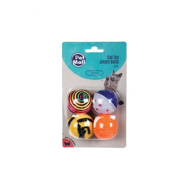 Pet Mall Pet Cat Toy Balls Assorted 4cm (4-Balls) - 1 Pack