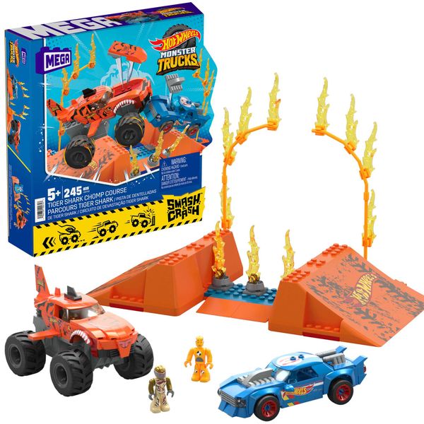 Mega Hot Wheels Smash N Crash Tiger Shark Chomp Course Set (226 Pieces)