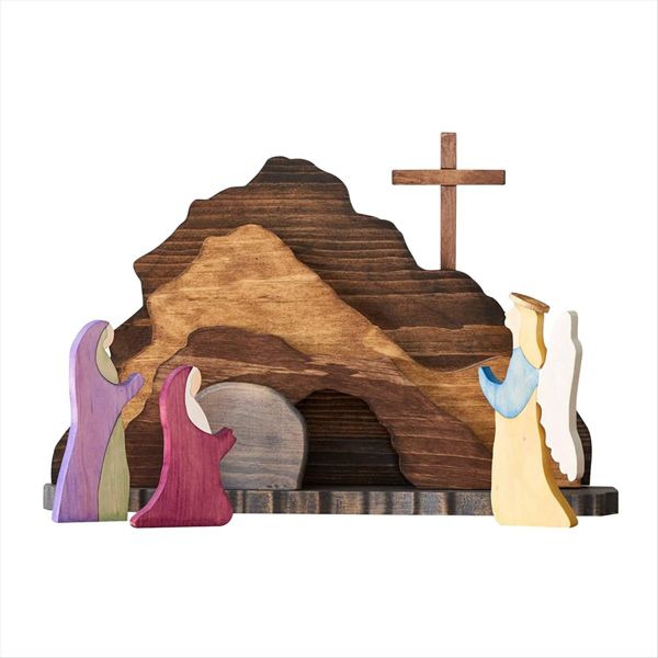 2 Pcs Easter Scene Wooden Decorations Resurrection Scene Ornaments