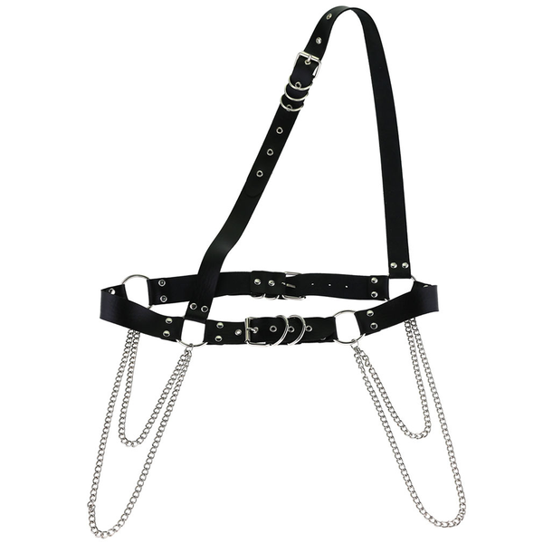 Fashion Harness Waist Body Belt Punk Chest Belt with Chains