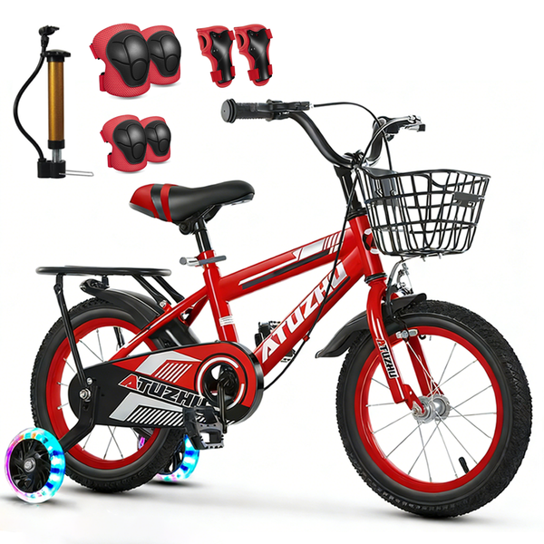 12/14 Inch Bicycles for Kids Adjustable Seat with Pump Knee Pads Elbow Pads