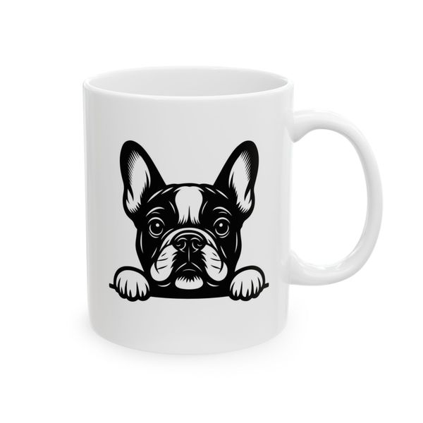 French Bulldog Coffee Mug - Peeking Puppy Face Illustration