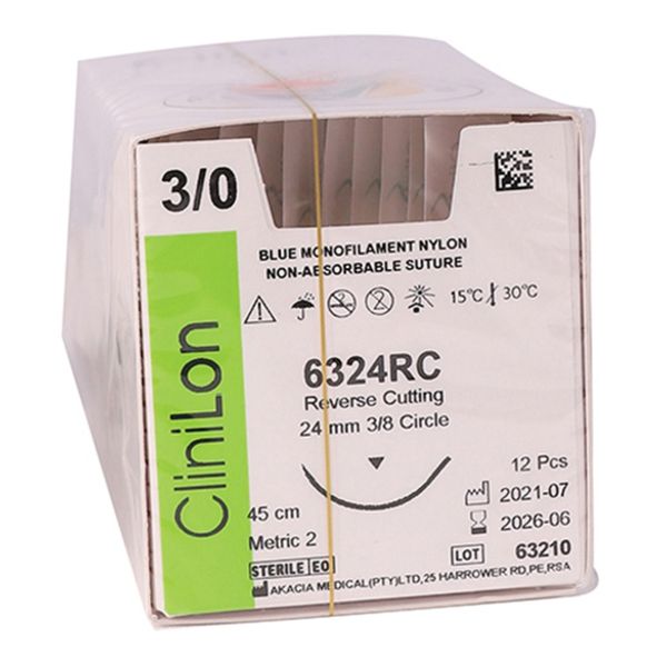 Suture Nylon Clinilon 3/0 24mm Rc 45cm 12's