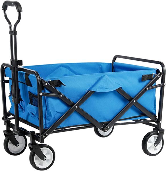 Foldable Portable Shopping Pull Wagon 75 x 49 x 65cm - Blue