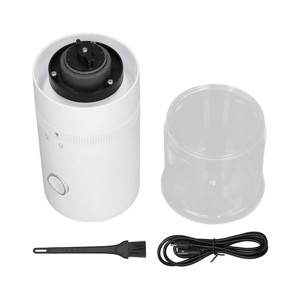 Cordless Electric Coffee Bean Grinder USB Charging Portable Acrylic White